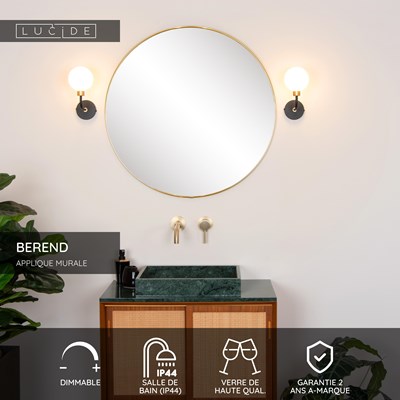 Lucide BEREND - Applique murale Salle de bains - 1xG9 - IP44 - Noir